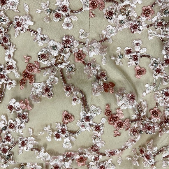 Aidan Mattox Womens Blush Pink Floral Embroidered Beaded Long Gown Size 10 - Picture 9 of 16